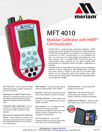 Thumbnail of document Data Sheet - MFT4000 Multifunction Modular Calibrator/HART Communicator